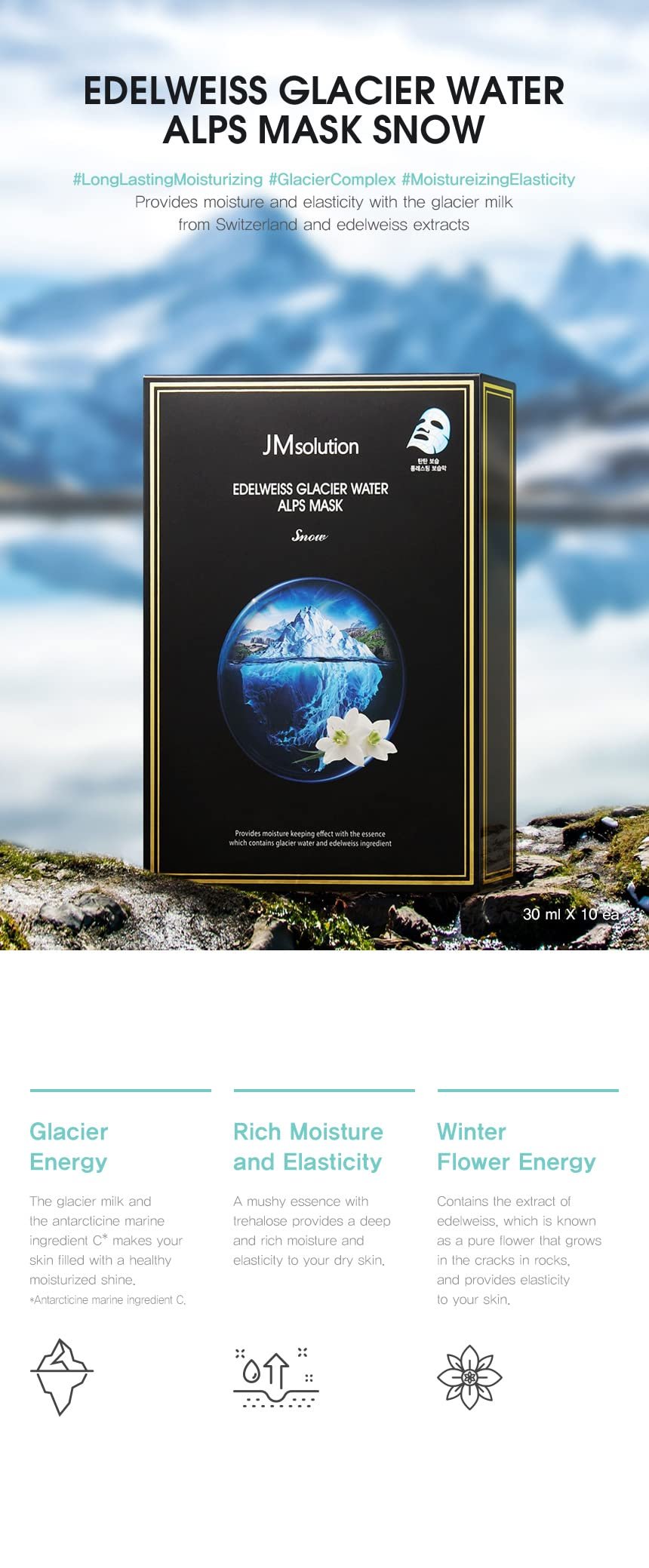Edelweiss Glacier Water Alps Mask Snow