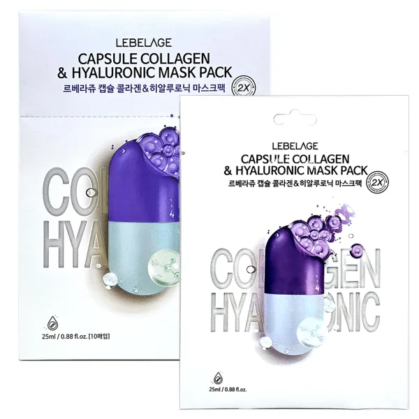 LEBELAGE CAPSULE COLLAGEN&HYALURONIC 2X MASK PACK 25ml* 10pcs